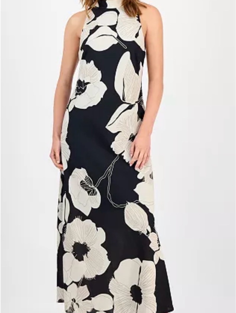 Sam Edelman Black & Cream Floral Halter Maxi Dress Size 14
